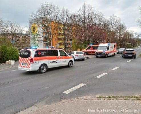 Verkehrsunfall, Krad gegen Pkw am Rhönblick | Feuerwehr Bad Salzungen